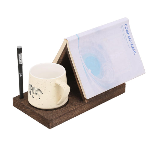 Triangle Wood Book Rest with Cup Holder