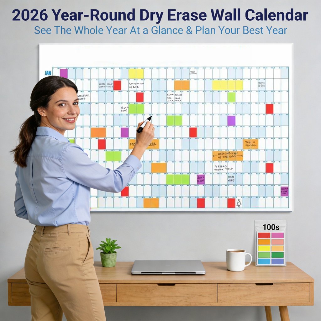 📅 Year-Round Wall Calendar – 2026 Dry Erase