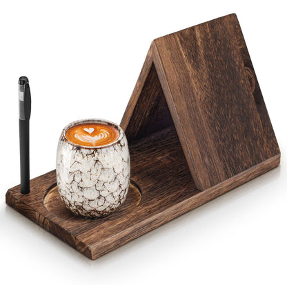 Triangle Wood Book Rest with Cup Holder